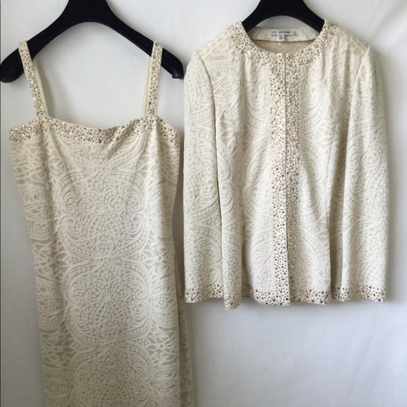 St. John Jackets & Blazers - ST JOHN Gold Gilded Dress Jacket Swarovski Crystal